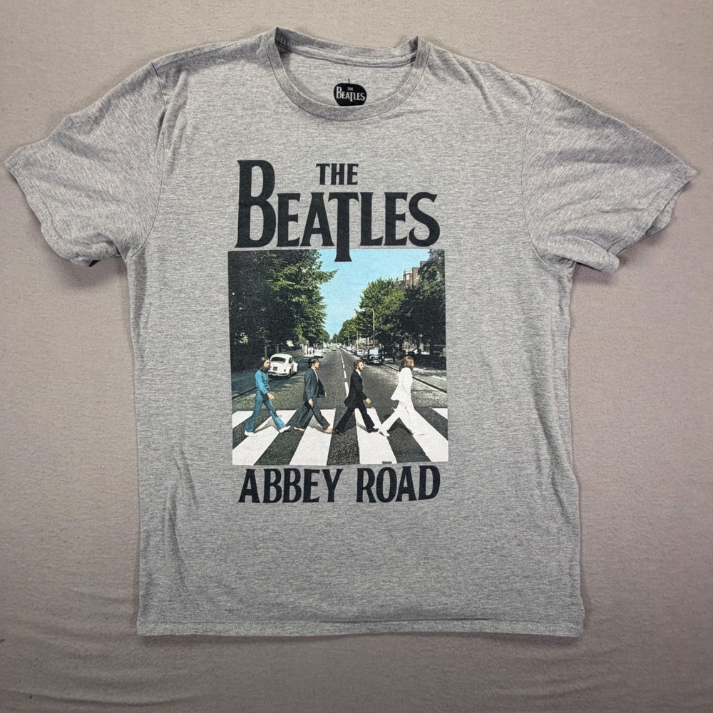 The Beatles Graphic Tee Mens XL Gray Abbey Road Album Cover Shirt
